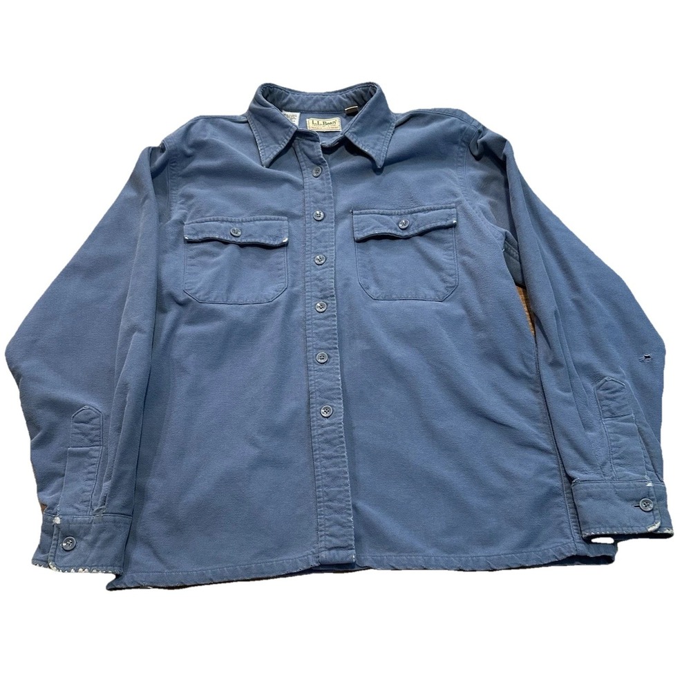 Vintage‎ L.L. Bean Chamois Cloth Shirt 100% Cotton Flannel Made in USA Size 16 L